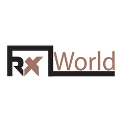 Logo receta para farmacia. Símbolo medicamentos. Letras RX aisladas