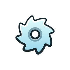 Isolated flat 3d Circular saw icon for game, interface, sticker, app. The sign in a cartoon style for match 3, arcade, rpg. The power tool sprite for craft element in hyper casual mobile game.