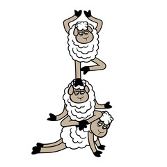 Sheep Tower Tired Bored Exhausted Yoga Meditation Stacked