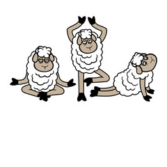Sheep Three Tired Exhausted Yoga Meditation Poses Practice