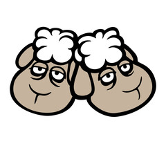Sheep Couple Tired Sad Sleepy Exhausted Together Weary