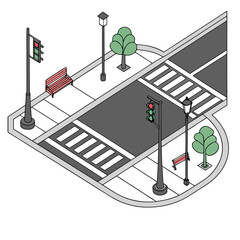 Modern city street layout vector on white background