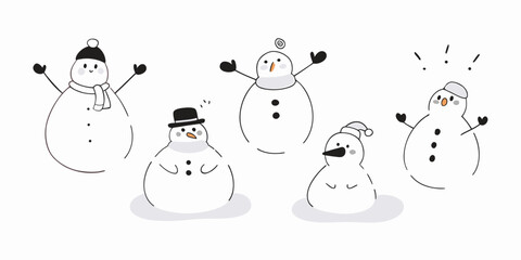 Charming Snowman Collection Vector Illustration - Festive Winter Characters