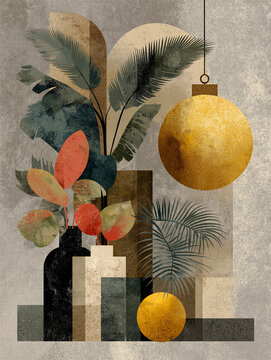 Modern Tropical Christmas with Geometric Botanical Decor
