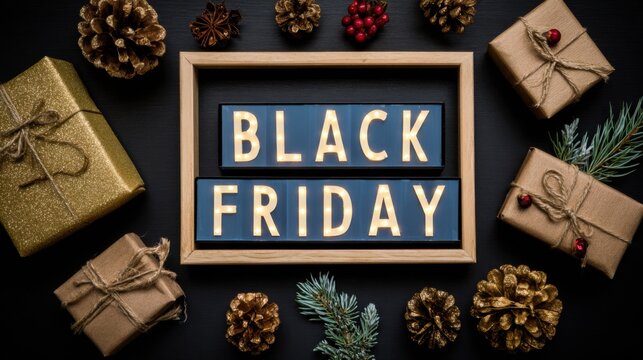black friday lightbox with holiday gifts