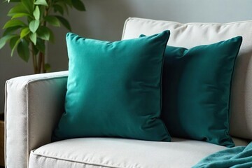 Indulge in Luxurious Teal Velvet Cushion Elevate Your Living Room, Bedroom, or Sofa with this Plush, Elegant Throw Pillow, Adding Comfort and Style to Any Space.