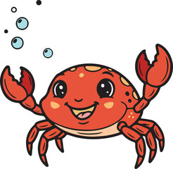 Adorable Red Crab Character – Decorative Square Label