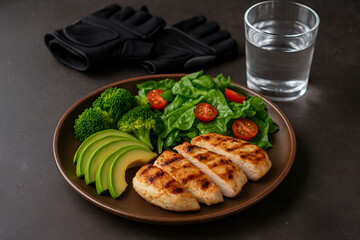 Optimal Nutrition for Keto Athletes: Replenishing Energy with a Fresh Salad and Water After Intense Training