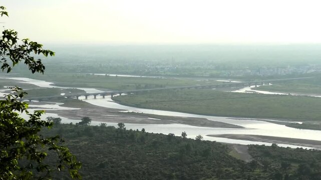 The river Ganges (Ganga) flows through Haridwar | View from the premises of Chandi Devi Temple