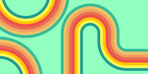 Retrofuturism poster design in trendy retro line style. Modern art poster retro vintage style 70s stripes background template lines shapes vector design