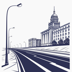 White urban road vector on white background