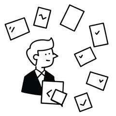 Businessman with check marks and checkboxes icon vector illustration