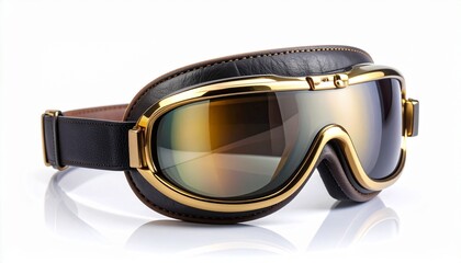 Golden Aviator Goggles with Leather Trim for Adventure Travel