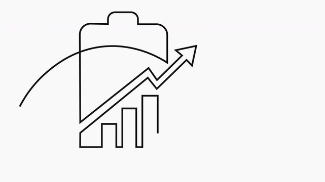 Continuous line graph drawing. Histogram up arrow animation.