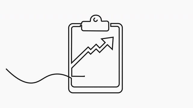 Continuous line graph drawing. Histogram up arrow animation.