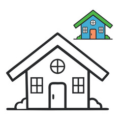 A cozy house coloring page featuring a charming home with windows, doors, and a roof. Perfect for kids to add bright colors and express creativity through art.
