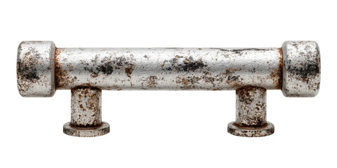 Rustic metal bar with two supports, worn and distressed texture