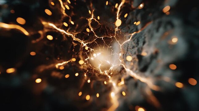 Cinematic aerial view of a futuristic city powered by towering reactors, with glowing blue energy conduits flowing across the skyline, showcasing advanced technology and sci-fi urban life.
