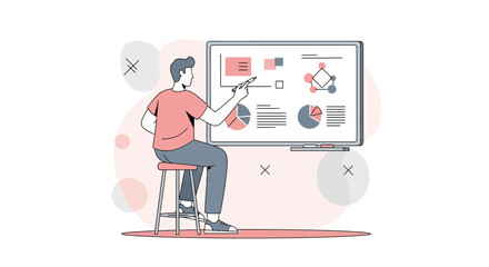 A Person Presents Visual Data on a Screen During a Work Presentation For Analytics