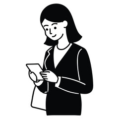 Smiling student woman holding a book and reading