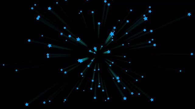 Glowing blue glitter burst sparkle effect overlay, glittering star explosion, twinkling glitter stars, shine glitter stars effect sheet for motion design, glow twinkle movement timeline.4K