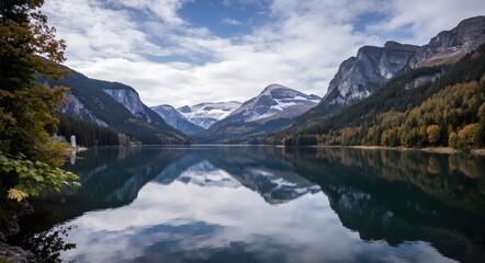mountain lake reflection
