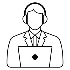 Businessman with headset cartoon icon vector illustration customer support operator office worker phone symbol