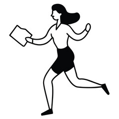Business woman running with megaphone silhouette vector illustration