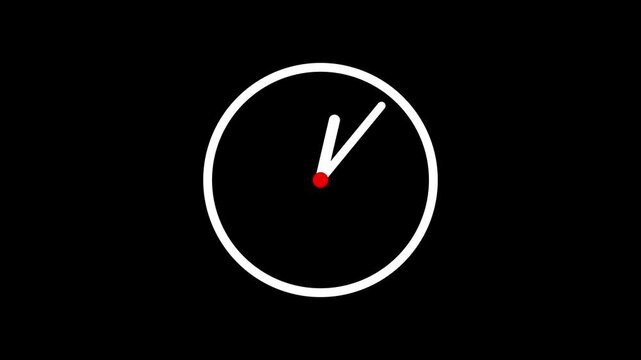 Digital clock icon watch Animated on a black background. wall clock icon, technology