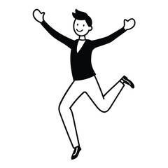 Happy businessman jumping silhouette vector illustration joy and fitness