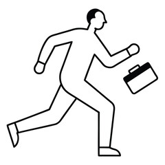 Running man silhouette icon vector in action jogging fitness race competition marathon athlete figure black businessman sports illustration