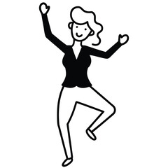 Happy woman jumping with headphones silhouette vector illustration