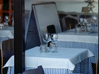 table insode a restaurant  in Portovenere