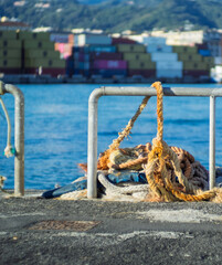 detail of  rope in front  la spezia harbour