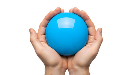 Symbolic blue circle held in caring hands to promote global awareness and support for the community on World Diabetes Day