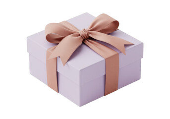 Obraz premium A pastel purple box is tied with a beautiful rose gold ribbon and bow.