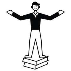 Businessman with Laptop and Briefcase in Suit Illustration