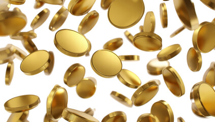 A dazzling cascade of golden currency raining down, creating a dynamic display of wealth and