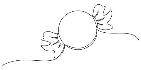 Minimalist One Line Drawing Wrapped Candy Sweet Treat Food Illustration