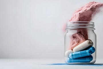 Minimalist Energy Boost: Vitamins and Sports Drink Concept