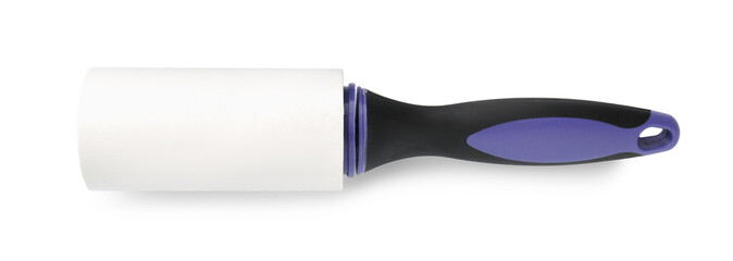 One sticky lint roller isolated on white