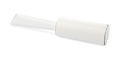 One sticky lint roller isolated on white