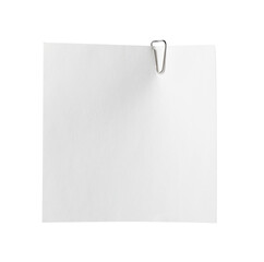 Blank paper note with clip isolated on white