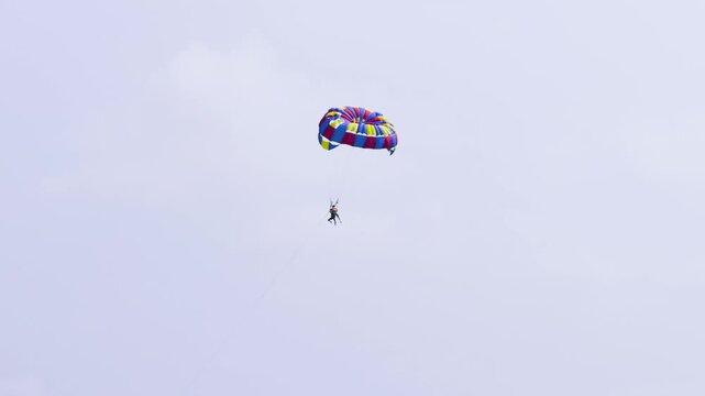 Vietnam Travel 4K Tourist Parasailing Over a Pristine In Phu Quoc
The parasailer high above the water, showcasing the ideal weather and stunning scenery of this Vietnamese island.