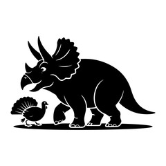 A Majestic Triceratops and a Turkey Silhouette A Unique and Playful Illustration