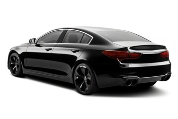 Naklejka premium Concept black modern sedan car vehicle wheel white background.