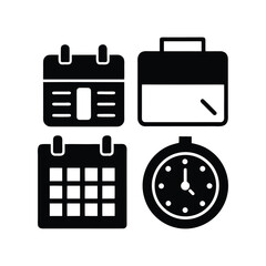 Project Management Essentials Calendar, Briefcase, and Stopwatch Icons for Efficient Workflow