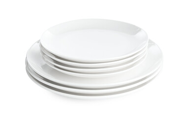 Stack of ceramic plates isolated on white