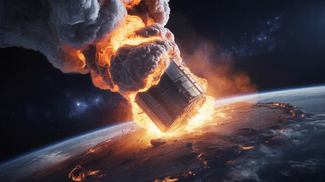 Satellite burning up upon reentry into earths atmosphere satellite - Powered by Adobe