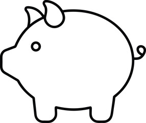 Piggy bank illustration line art transparent background
